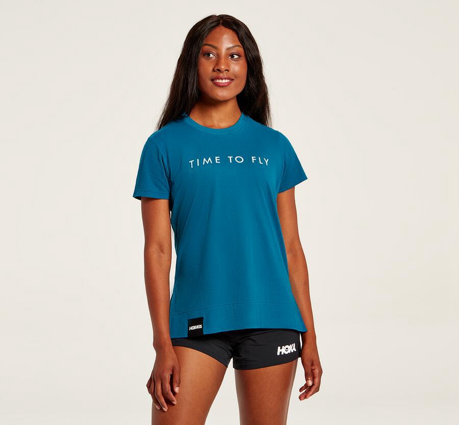 Tee Womens - Hoka One One Brand - Blue - DWMBSRP-24